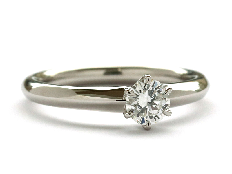 立て爪婚約指輪のプラチナ台を普段使いできるシンプルな指輪へ