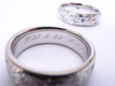 ホヌとプルメリアの結婚指輪